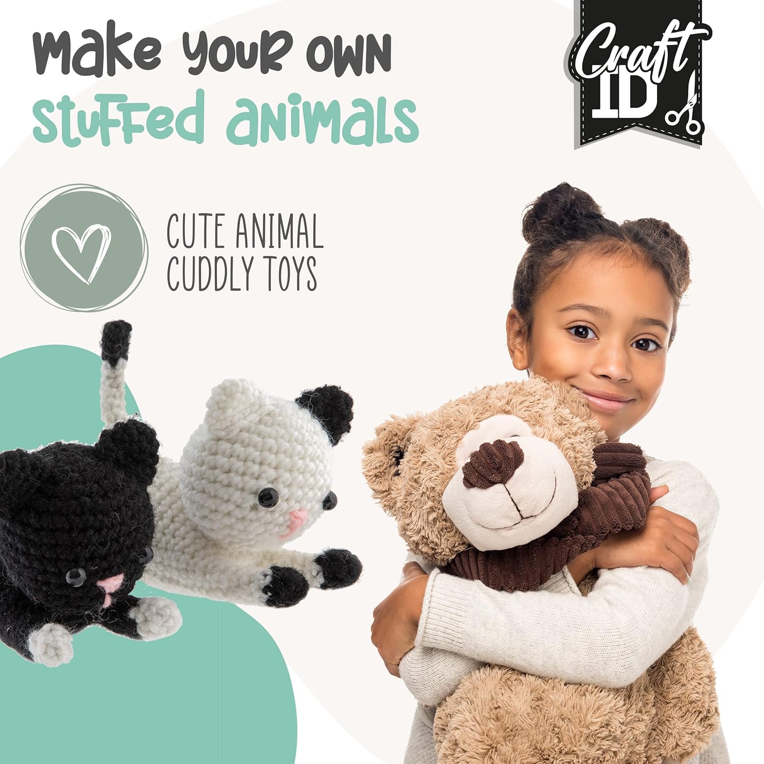 Craft Sensations Crochet Sets for Beginners | Amigurumi Set | Kittens | Starter Crochet Pack | Crochet Hook Set Children and Adults | Crochet Packages Cuddly Toys | Crochet Set Animals