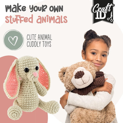 Craft ID Crochet Sets for Beginners | Amigurumi Set | Rabbit | Starter Crochet Pack | Crochet Hook Set Children and Adults | Crochet Packages Cuddly Toys | Crochet Set Animals