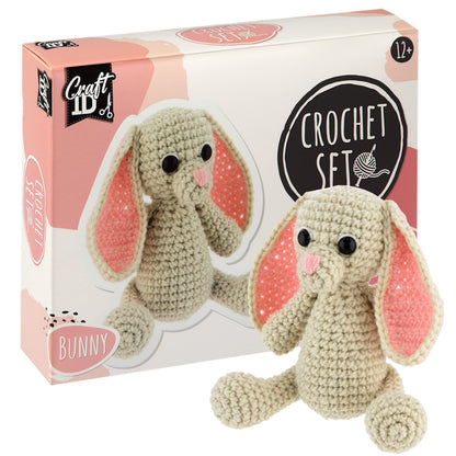 Craft ID Crochet Sets for Beginners | Amigurumi Set | Rabbit | Starter Crochet Pack | Crochet Hook Set Children and Adults | Crochet Packages Cuddly Toys | Crochet Set Animals