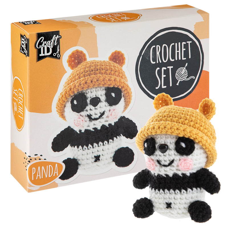 Craft ID Crochet Sets for Beginners | Amigurumi Set | Panda | Starter Crochet Pack | Crochet Hook Set Children and Adults | Crochet Packages Cuddly Toys | Crochet Set Animals