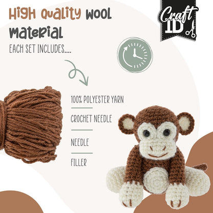 Craft Id - Crochet Kit Monkey, 15X9X13,5 Cm - (K-Cr1704/Ge)