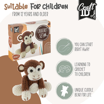 Craft Id - Crochet Kit Monkey, 15X9X13,5 Cm - (K-Cr1704/Ge)