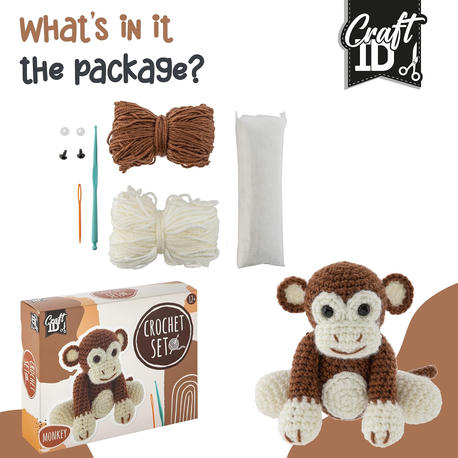 Craft Id - Crochet Kit Monkey, 15X9X13,5 Cm - (K-Cr1704/Ge)