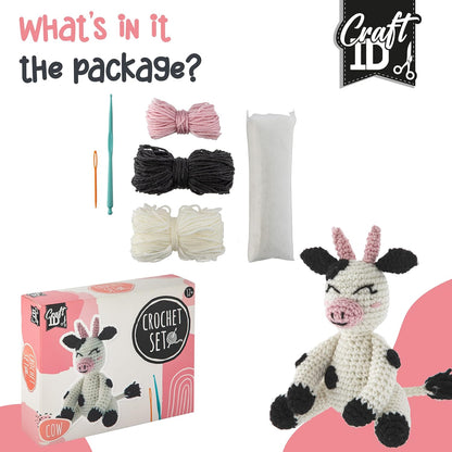 Craft ID Cow Crochet Set, Amigurumi Set, Crochet Package, Children and Adults, Crochet Packages, Cuddly Toys, Crochet Set, Animals, Experienced Crochet Kit