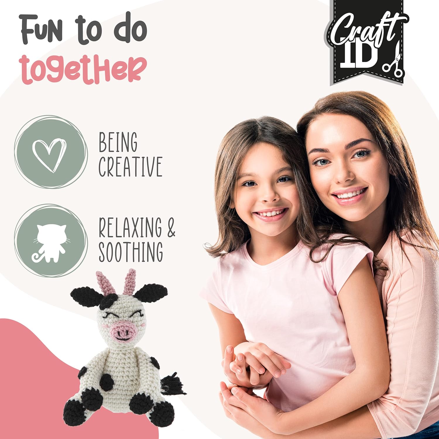 Craft ID Cow Crochet Set, Amigurumi Set, Crochet Package, Children and Adults, Crochet Packages, Cuddly Toys, Crochet Set, Animals, Experienced Crochet Kit