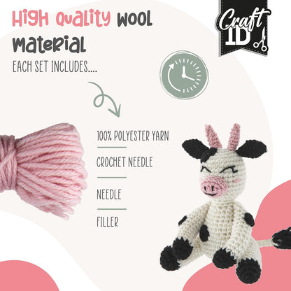 Craft ID Cow Crochet Set, Amigurumi Set, Crochet Package, Children and Adults, Crochet Packages, Cuddly Toys, Crochet Set, Animals, Experienced Crochet Kit