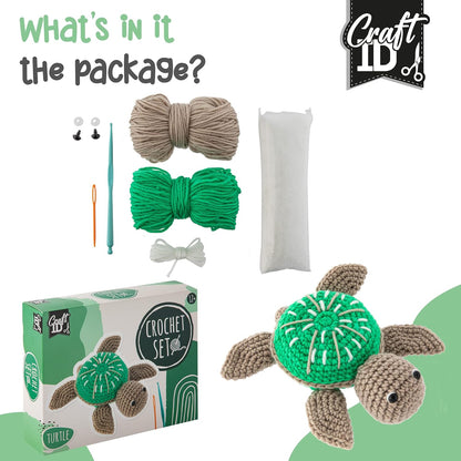 Craft ID Turtle Crochet Set, Amigurumi Set, Crochet Package, Children and Adults, Crochet Packages, Cuddly Toys, Crochet Set, Animals, Experienced Crochet Kit