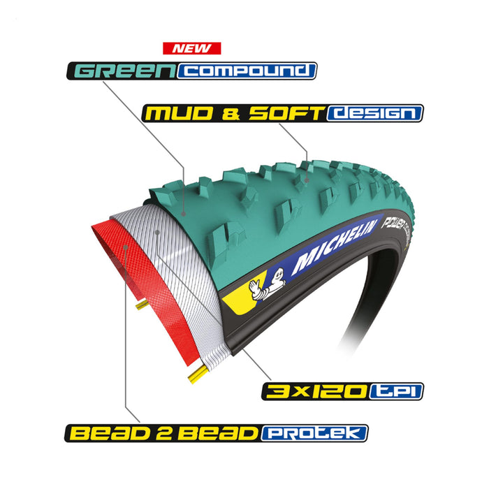 Michelin Power Cyclocross Mud Faltreifen (28' | 700x33C 33-622 | grün