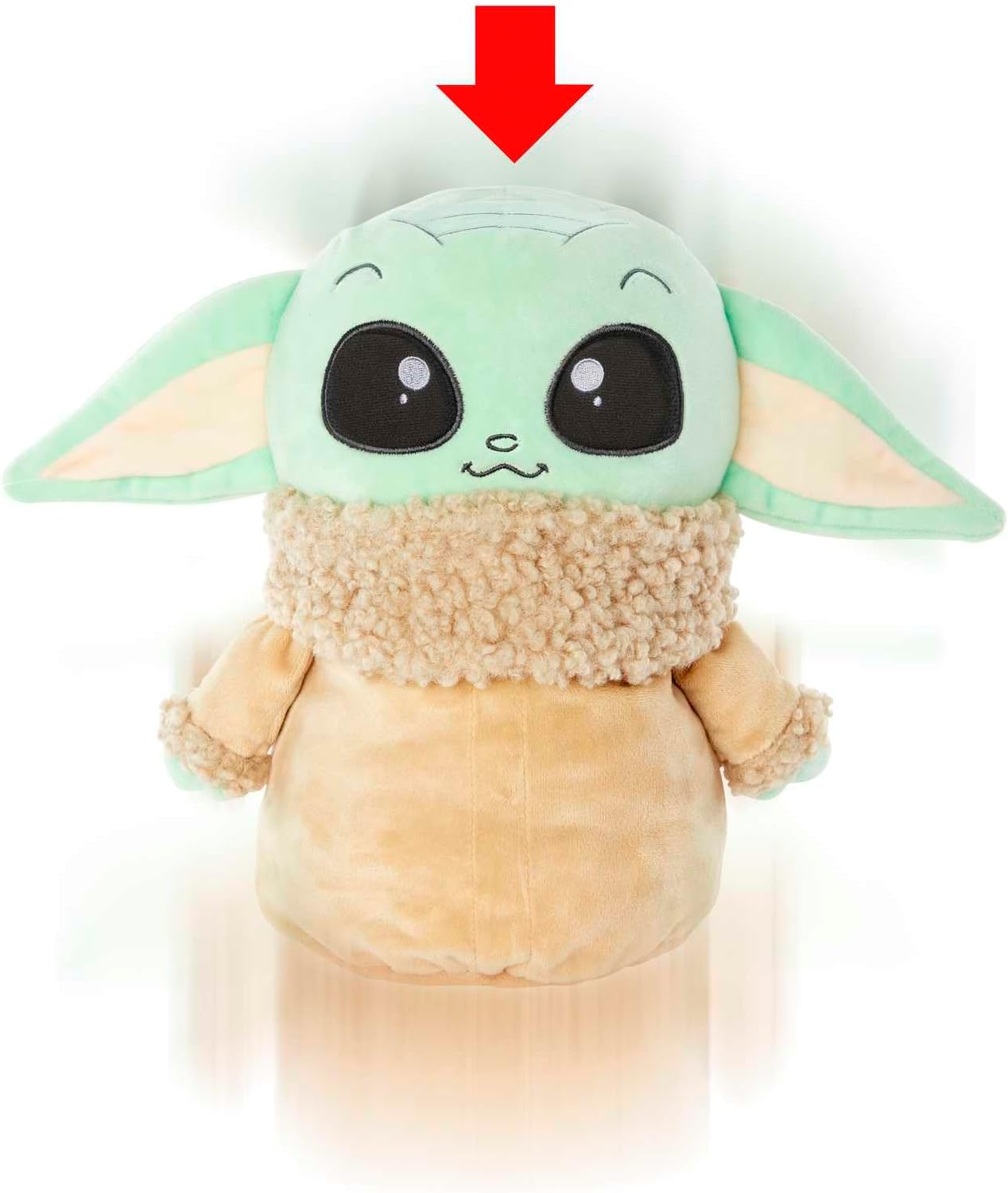 Mattel Star Wars The Mandalorian Peluche Grogu saltarín que salta y emite sonidos si le aprietas la cabeza hacia abajo, juguete +3 años (HPG48)