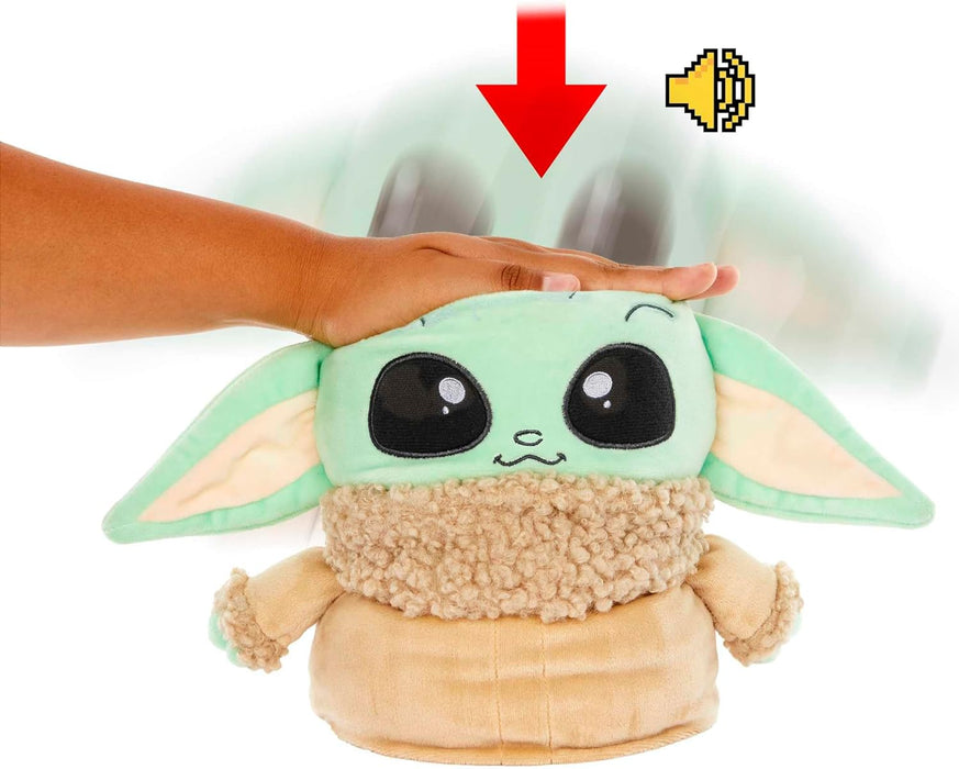 Mattel Star Wars The Mandalorian Peluche Grogu saltarín que salta y emite sonidos si le aprietas la cabeza hacia abajo, juguete +3 años (HPG48)