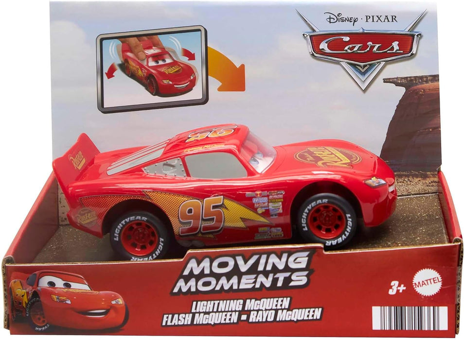 Mattel Disney Pixar Cars Night En Movimiento Rayo McQueen Coche de juguete que mueve los ojos, +4 años (HPH64