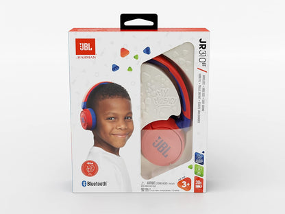 JBL Jr 310BT - Children's over-ear headphones with Bluetooth and built-in microphone, in red