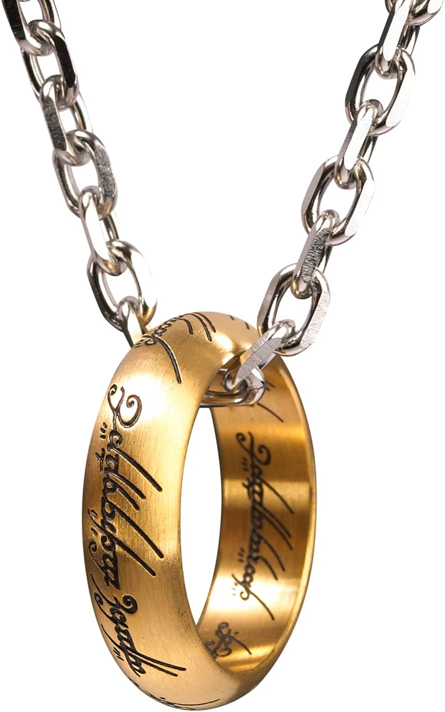 The Noble Collection The Lord of the Rings The One Ring - Anodised Stainless Steel One Ring on 24in (61cm) Chain - Officially Licensed Film Set Movie Props Jewellery Gifts