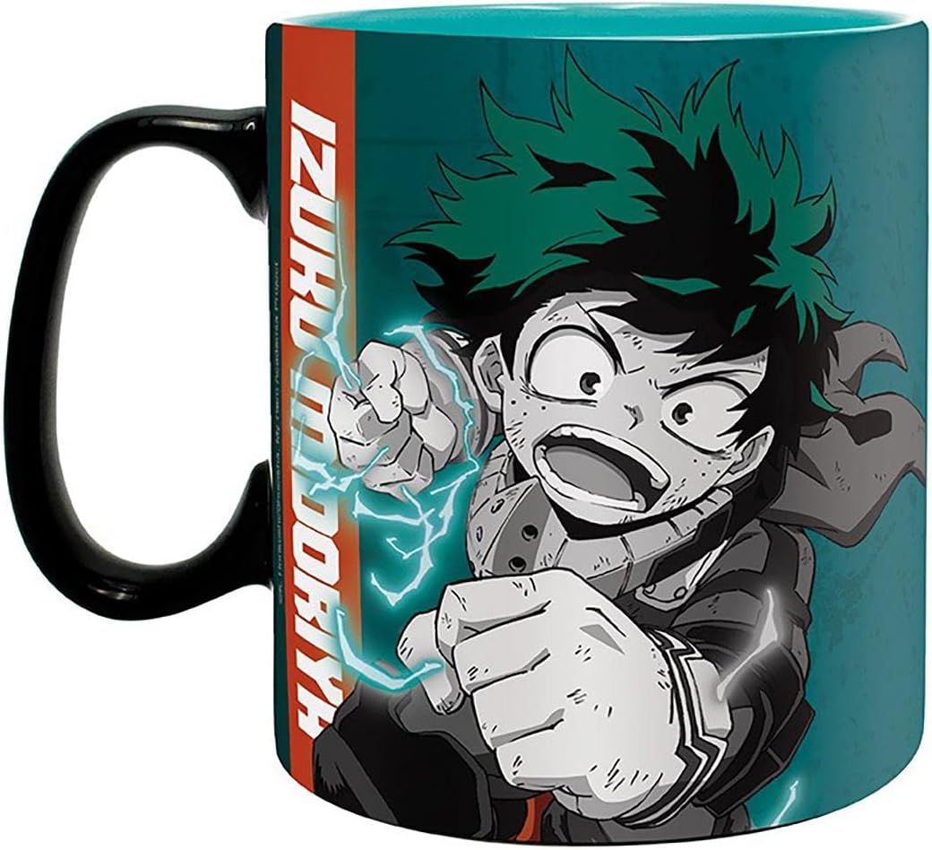 Abysse Corp My Hero Academia Izuku & Bakugo Mug Black/Red/Turquoise Printed 100% Ceramic 16 oz., Multicoloured (Z110215