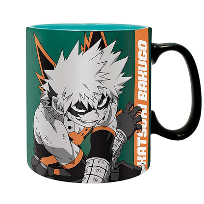Abysse Corp My Hero Academia Izuku & Bakugo Mug Black/Red/Turquoise Printed 100% Ceramic 16 oz., Multicoloured (Z110215