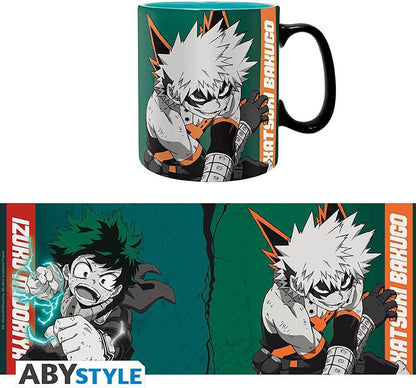 Abysse Corp My Hero Academia Izuku & Bakugo Mug Black/Red/Turquoise Printed 100% Ceramic 16 oz., Multicoloured (Z110215