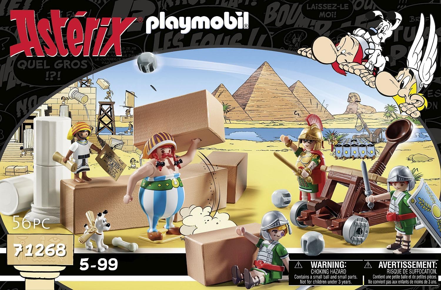 PLAYMOBIL Asterix 71268 Numerobis und die Schlacht um den Palast, funktionierendes Katapult der Römer, Obelix, Numerobis, Idefix und 3 romische Soldaten, Spielzeug für Kinder ab 5 Jahren