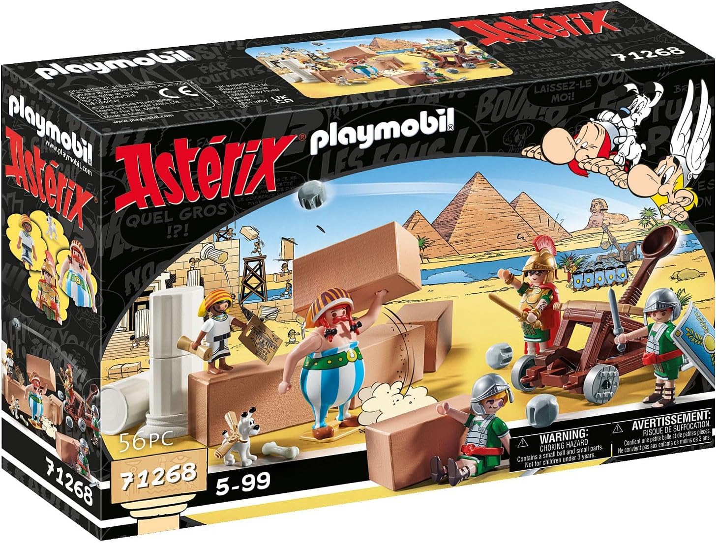 PLAYMOBIL Asterix 71268 Numerobis und die Schlacht um den Palast, funktionierendes Katapult der Römer, Obelix, Numerobis, Idefix und 3 romische Soldaten, Spielzeug für Kinder ab 5 Jahren