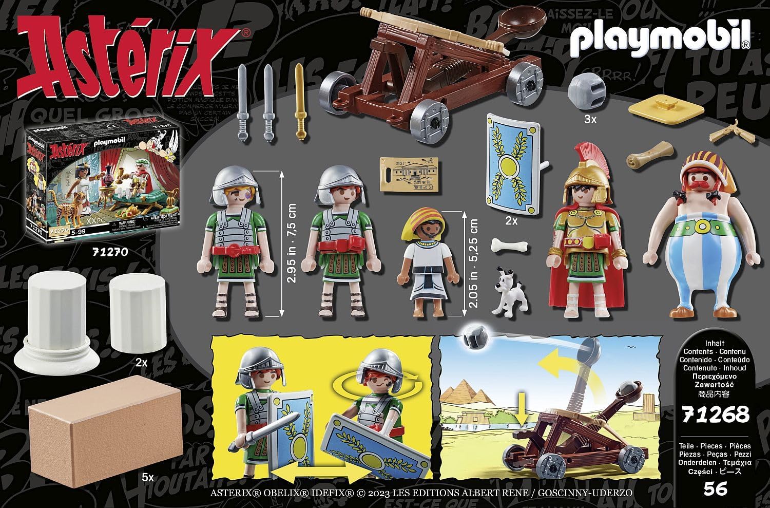 PLAYMOBIL Asterix 71268 Numerobis und die Schlacht um den Palast, funktionierendes Katapult der Römer, Obelix, Numerobis, Idefix und 3 romische Soldaten, Spielzeug für Kinder ab 5 Jahren