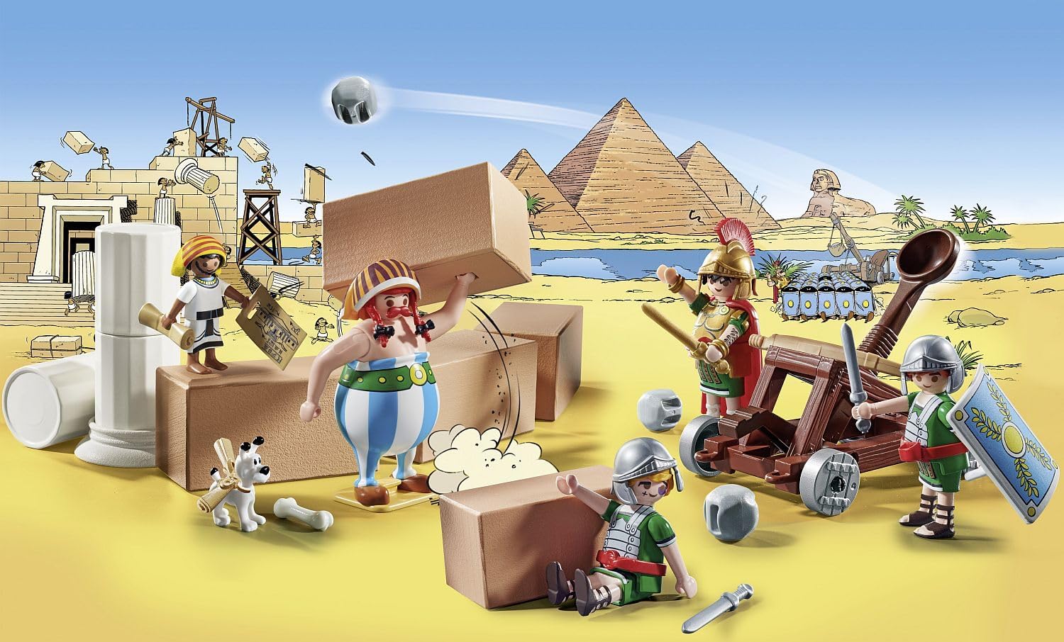 PLAYMOBIL Asterix 71268 Numerobis und die Schlacht um den Palast, funktionierendes Katapult der Römer, Obelix, Numerobis, Idefix und 3 romische Soldaten, Spielzeug für Kinder ab 5 Jahren
