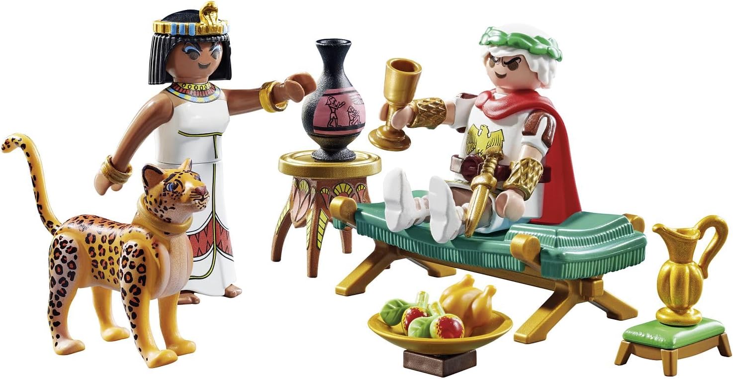 PLAYMOBIL Asterix 71270 César y Cleopatra, César y Cleopatra con Leopardo, Juguete para niños a Partir de 5 años