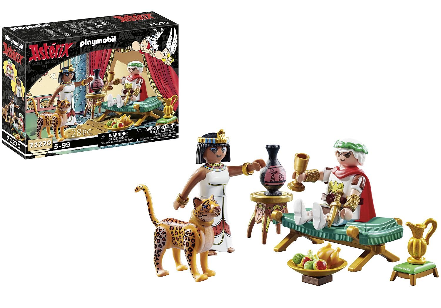 PLAYMOBIL Asterix 71270 César y Cleopatra, César y Cleopatra con Leopardo, Juguete para niños a Partir de 5 años