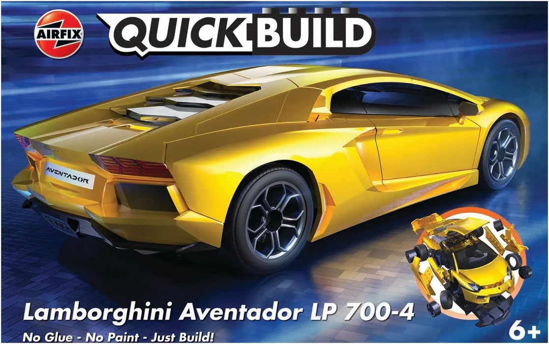 Airfix QUICKBUILD Model Car Kit - J6026 Lamborghini Aventador Yellow Car Building Kit for Kids 6+, Construction Toys for Boys & Girls, No Glue Model Making - Classic Car Gifts Plastic Model Kits