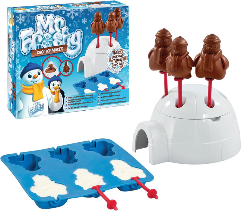 Mr Frosty Choc Ice Maker, Retro Plastic Snowman Shaped Toy Machine for Kids to Make Chocolate-covered Ice Cream Treats at Home