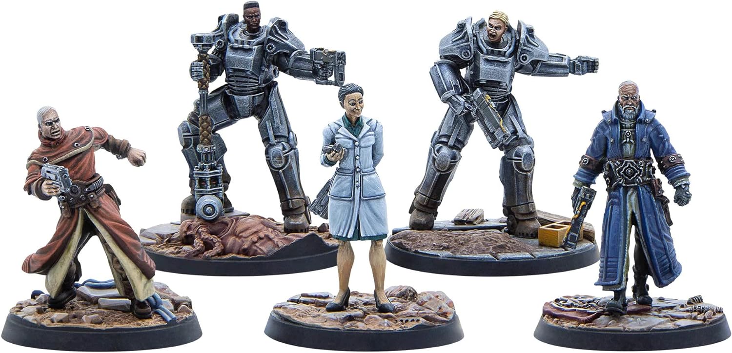 Modiphius Entertainment Ltd Fallout Wasteland Warfare: Brotherhood of Steel-Citadel Command - 5 Miniatures, 32mm Unpainted Figures, Captial Wave