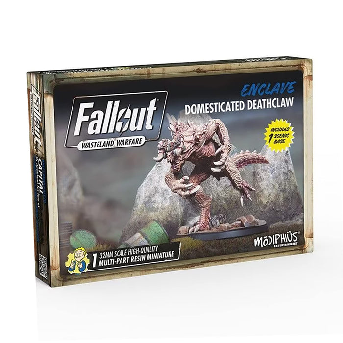 Modiphius Entertainment Ltd Fallout Wasteland Warfare: Enclave-Domesticated Deathclaw - 1 Miniature, 32mm Unpainted Figure, Captial Wave, RPG