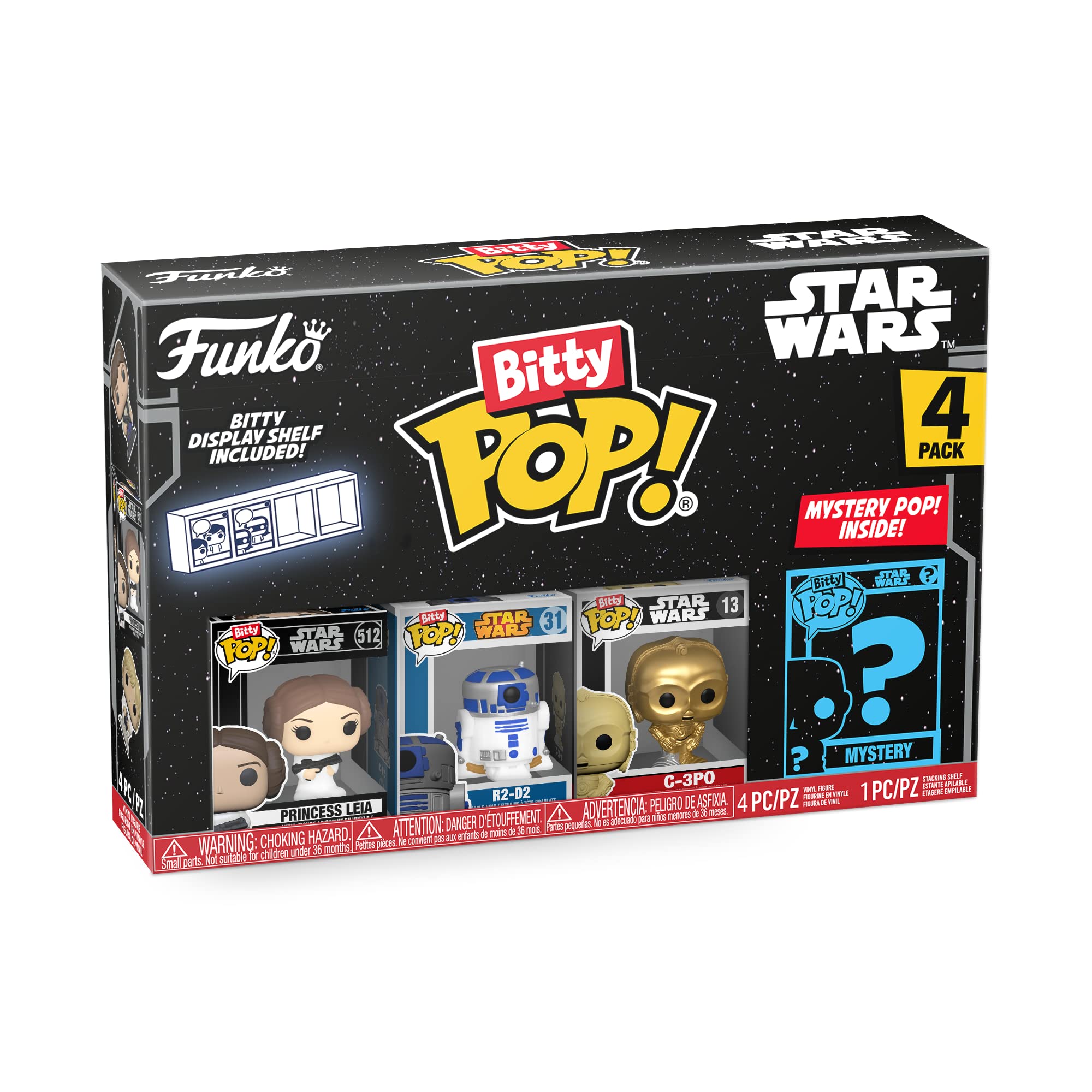Funko Bitty Pop! Star Wars - Princess Leia™, R2-D2™, C-3PO™ und eine Überraschungs-Mini-Figur - 0.9 Inch (2.2 cm) Sammlerstück Stapelbares Display-Regal Inklusive - Geschenkidee - Movies Fans
