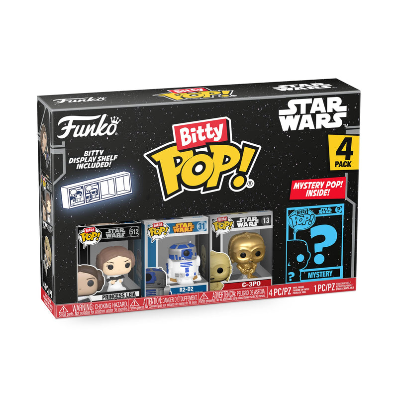 Funko Bitty Pop! Star Wars - Princess Leia™, R2-D2™, C-3PO™ und eine Überraschungs-Mini-Figur - 0.9 Inch (2.2 cm) Sammlerstück Stapelbares Display-Regal Inklusive - Geschenkidee - Movies Fans