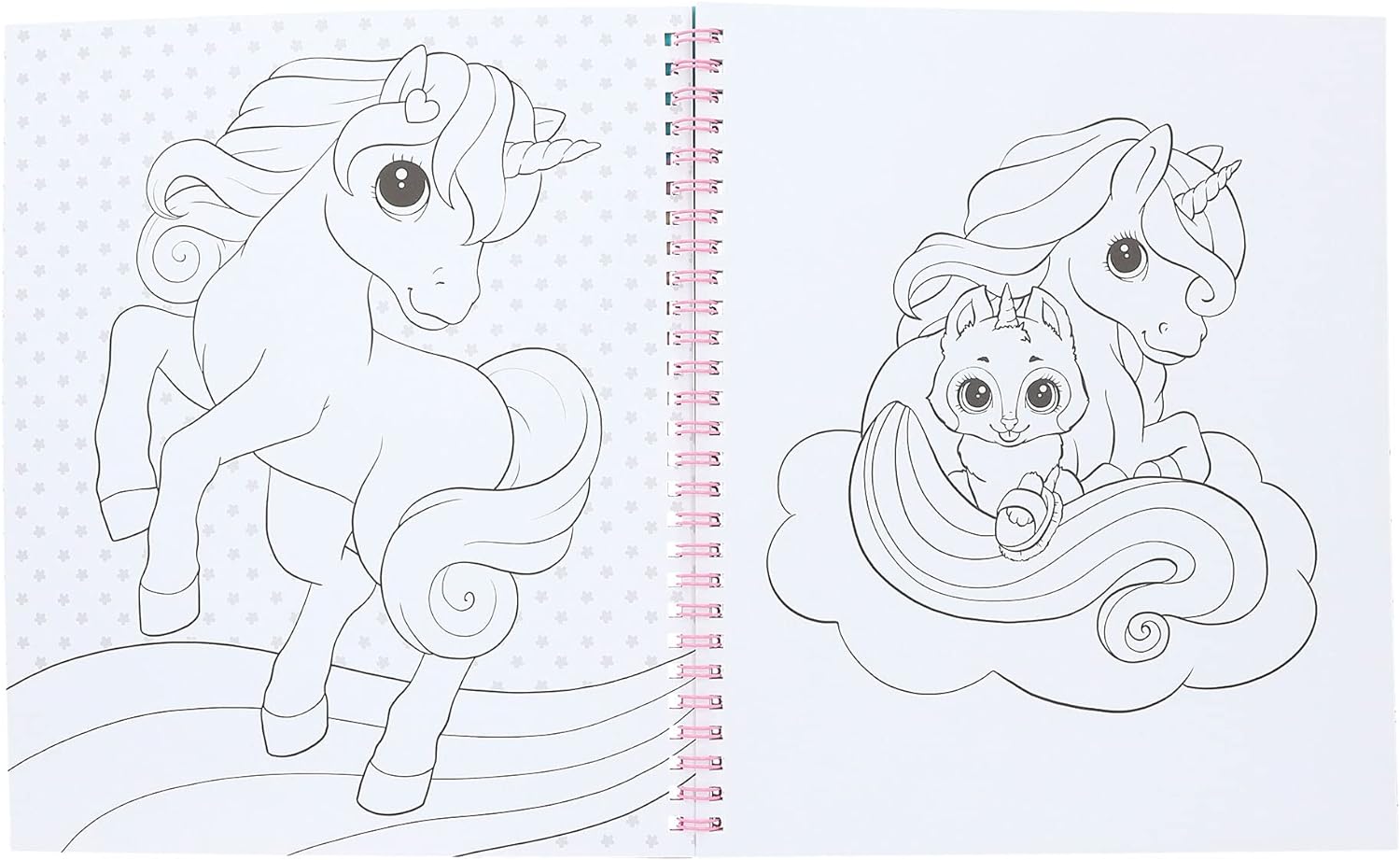 Depesche 12492 Ylvi - Malbuch mit 40 Seiten zum Gestalten von Einhorn-Motiven, Stickerbogen und Pailletten-Verzierung