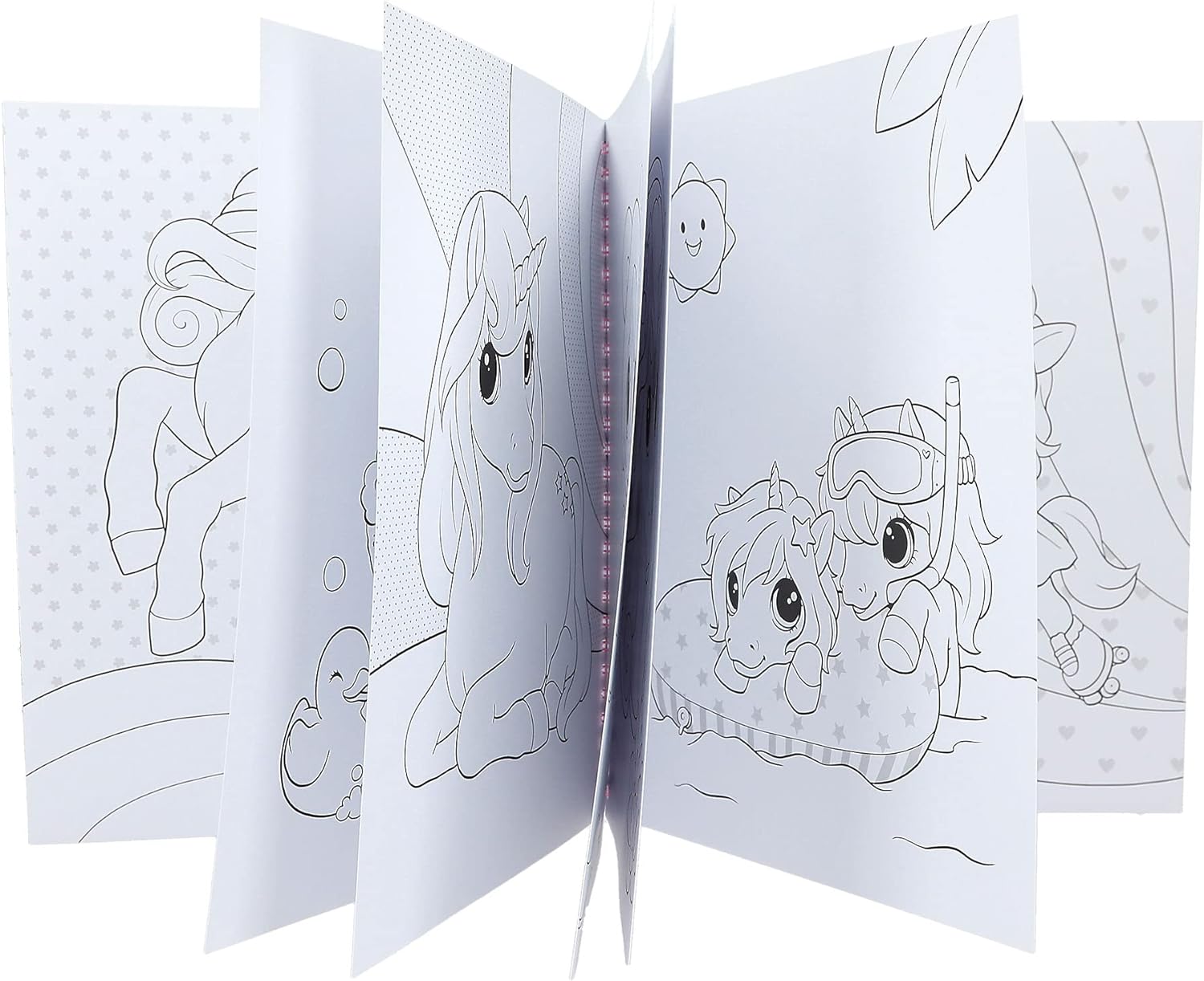 Depesche 12492 Ylvi - Malbuch mit 40 Seiten zum Gestalten von Einhorn-Motiven, Stickerbogen und Pailletten-Verzierung