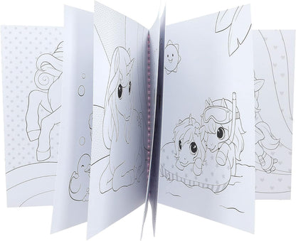 Depesche 12492 Ylvi - Malbuch mit 40 Seiten zum Gestalten von Einhorn-Motiven, Stickerbogen und Pailletten-Verzierung