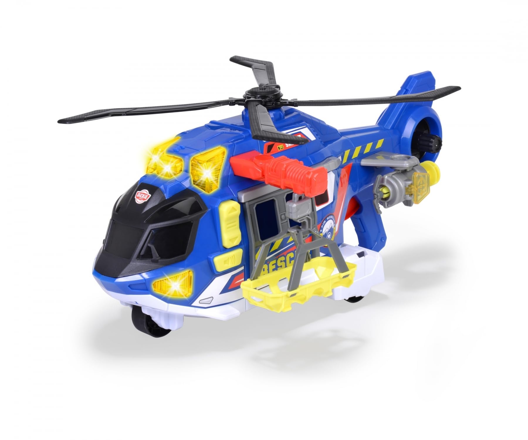 Dickie Toys - Spielzeug-Helikopter für Kinder ab 3 Jahre, groß (39 cm) - Rettungs-Hubschrauber mit Seilwinde, Zubehör, Licht & Sound (inkl. Batterien