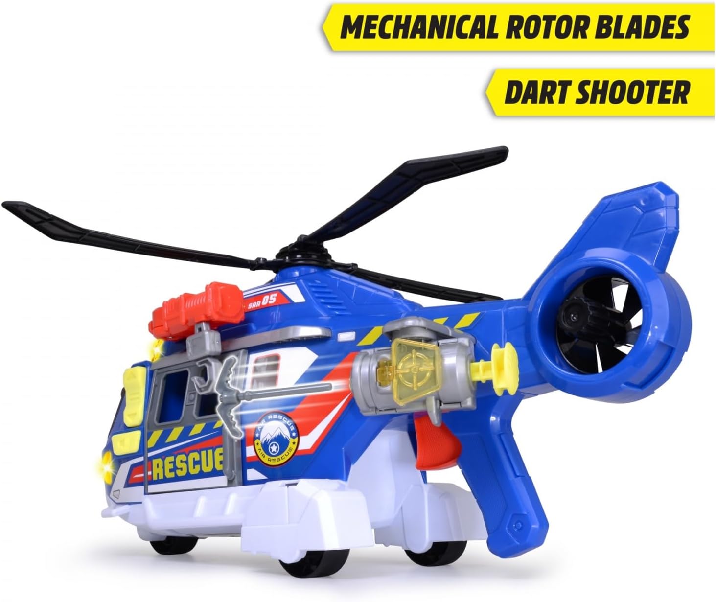 Dickie Toys - Spielzeug-Helikopter für Kinder ab 3 Jahre, groß (39 cm) - Rettungs-Hubschrauber mit Seilwinde, Zubehör, Licht & Sound (inkl. Batterien