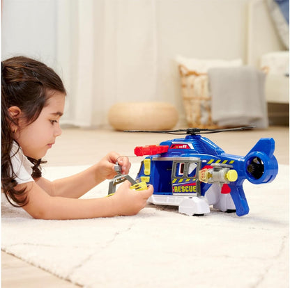Dickie Toys - Spielzeug-Helikopter für Kinder ab 3 Jahre, groß (39 cm) - Rettungs-Hubschrauber mit Seilwinde, Zubehör, Licht & Sound (inkl. Batterien