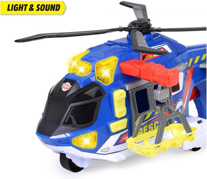 Dickie Toys - Spielzeug-Helikopter für Kinder ab 3 Jahre, groß (39 cm) - Rettungs-Hubschrauber mit Seilwinde, Zubehör, Licht & Sound (inkl. Batterien