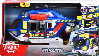 Dickie Toys - Spielzeug-Helikopter für Kinder ab 3 Jahre, groß (39 cm) - Rettungs-Hubschrauber mit Seilwinde, Zubehör, Licht & Sound (inkl. Batterien