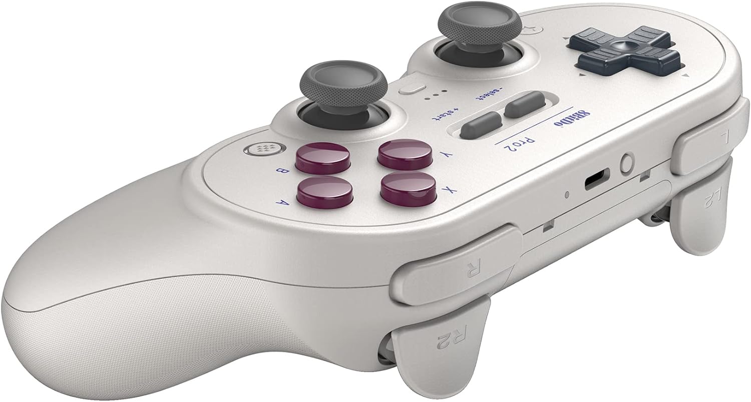 8Bitdo Pro 2 Bluetooth controller for Switch, PC, macOS, Android, Steam and Raspberry Pi (G Classic Edition), light grey single