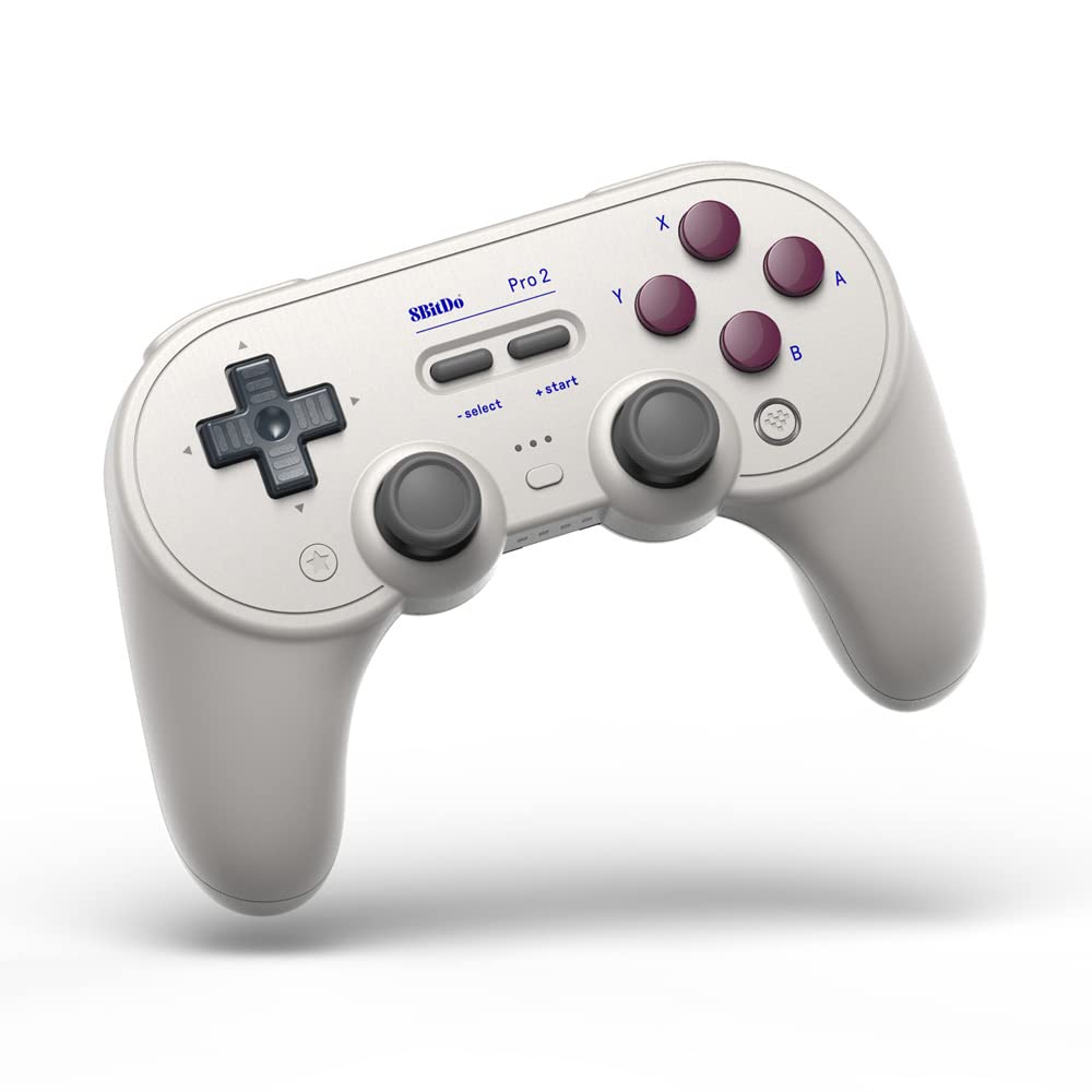 8Bitdo Pro 2 Bluetooth controller for Switch, PC, macOS, Android, Steam and Raspberry Pi (G Classic Edition), light grey single