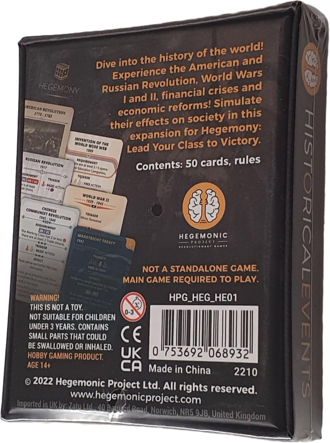 Hegemony: Historical Events Expansion - 50 New Cards Add Events to Your Gameplay, Unique Asymmetric Card Driven Game Board Game, Ages 14+, 2-4 Players