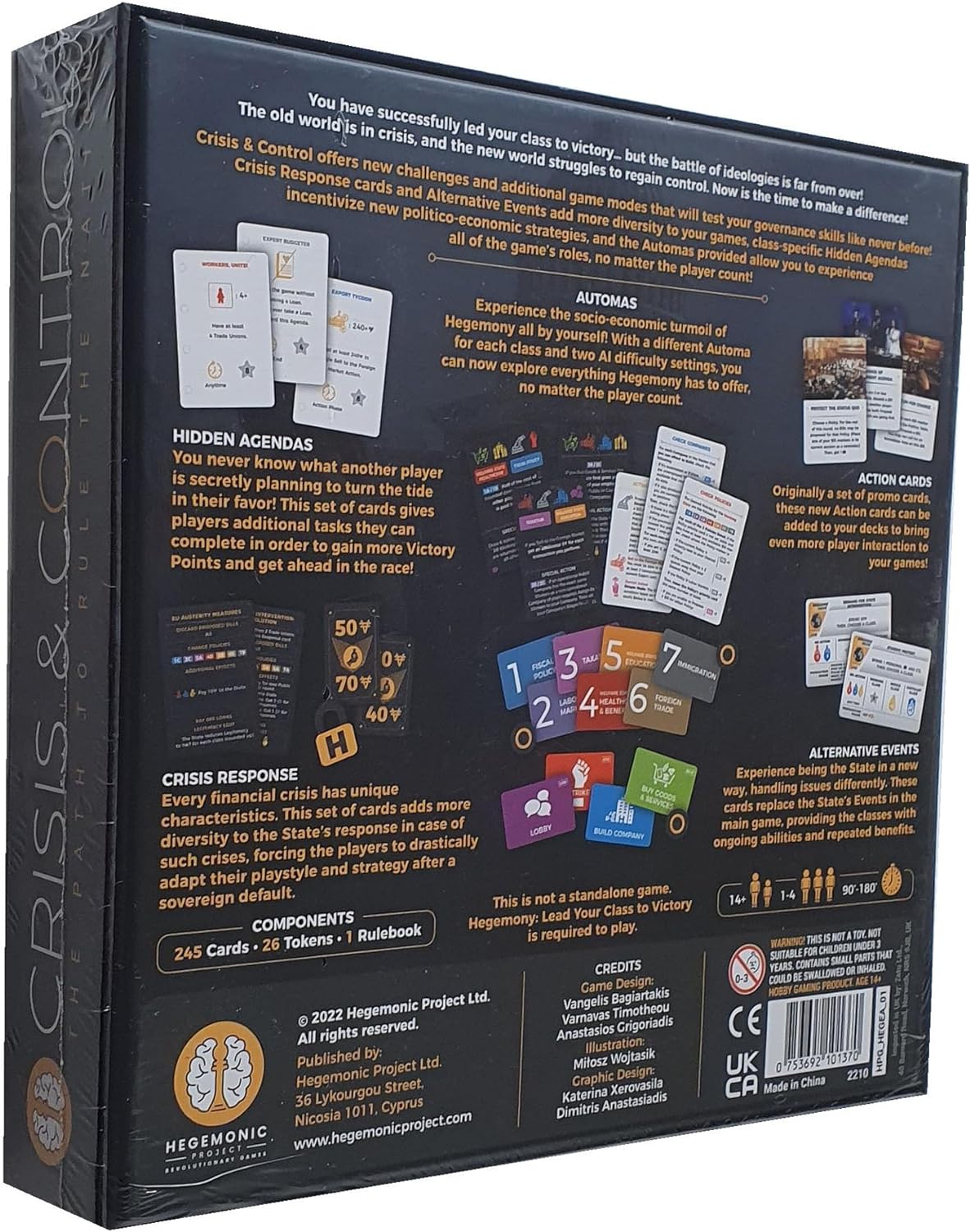 Hegemony: Crisis & Control Expansion - Add New Automas & Modules, Solo Play, Unique Asymmetric Card Driven Game Board Game, Ages 14+, 1-4 Players