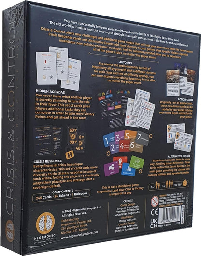 Hegemony: Crisis & Control Expansion - Add New Automas & Modules, Solo Play, Unique Asymmetric Card Driven Game Board Game, Ages 14+, 1-4 Players