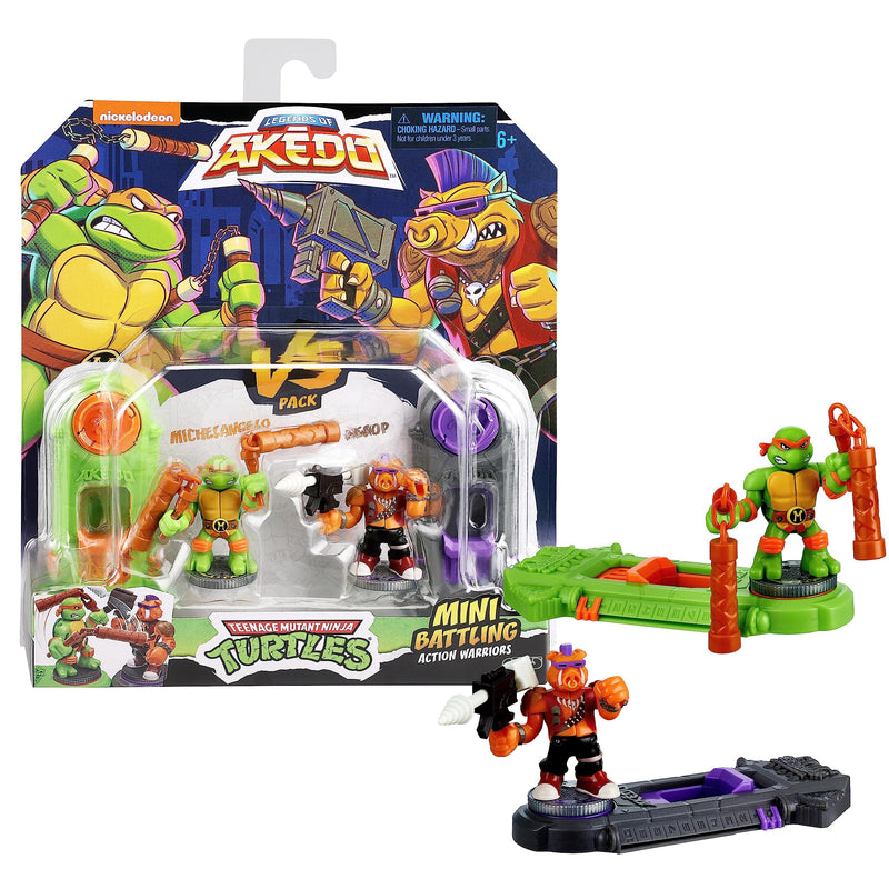 Legends Of Akedo Teenage Mutant Ninja Turtles, Mini Battling Warriors Versus Pack Michelangelo Vs Bebop