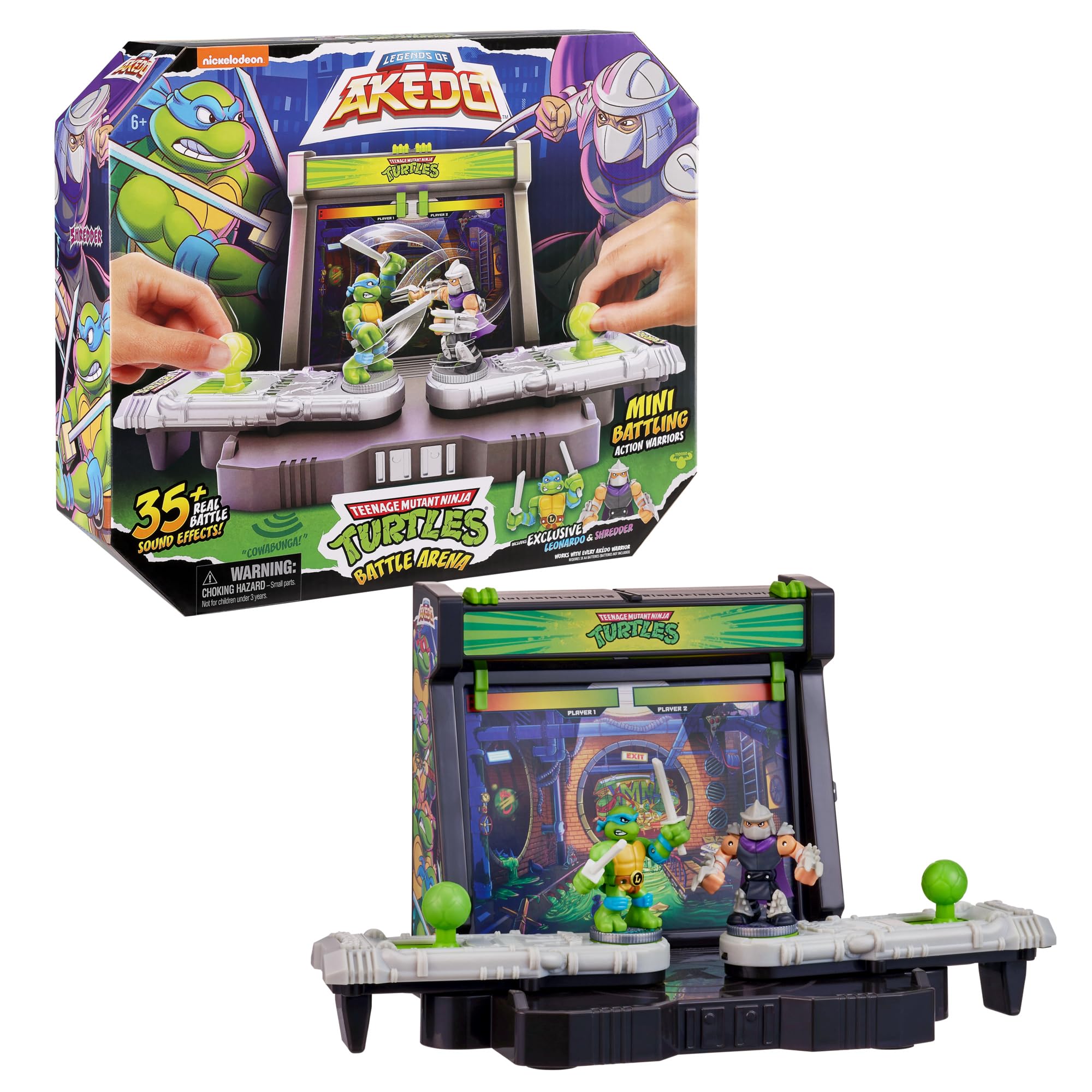 Legends Of Akedo Teenage Mutant Ninja Turtles Battle Arena with 35+ Battle Sound Effects and 2 Exclusive Battling Mini Warriors - Leonardo And Shredder