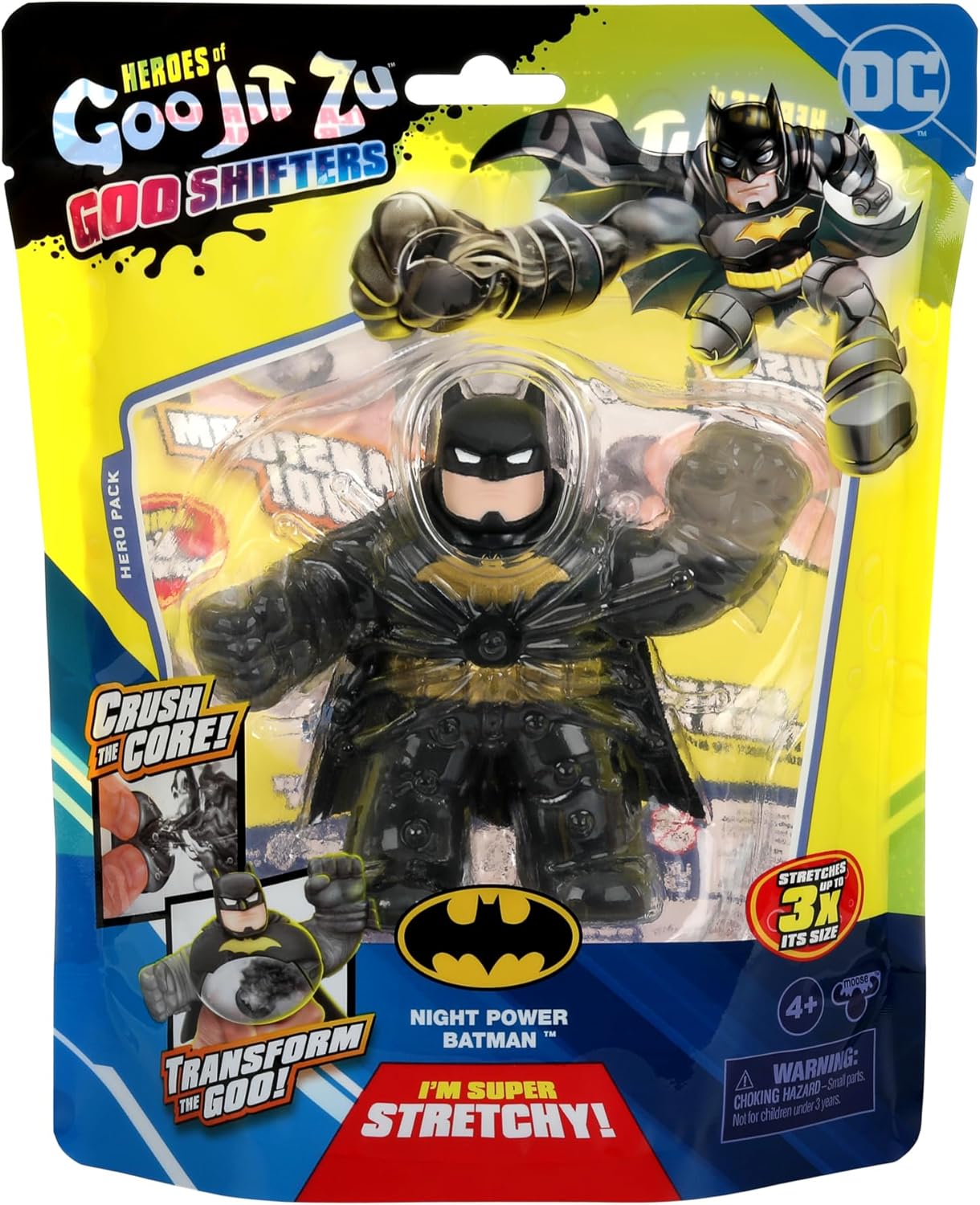 Heroes of Goo Jit Zu Goo Shifters DC Super Hero Stretchy Action Figure Night Power Batman. Incredibly Stretchy DC 4.2-Inch Toy Figure. Crush the Core