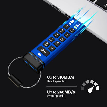 iStorage datAshur PRO+C 32GB | Secure USB Type-C Memory Stick | FIPS 140-3 Level 3 Pending | PIN Protected | Type C-A Adapter Included.