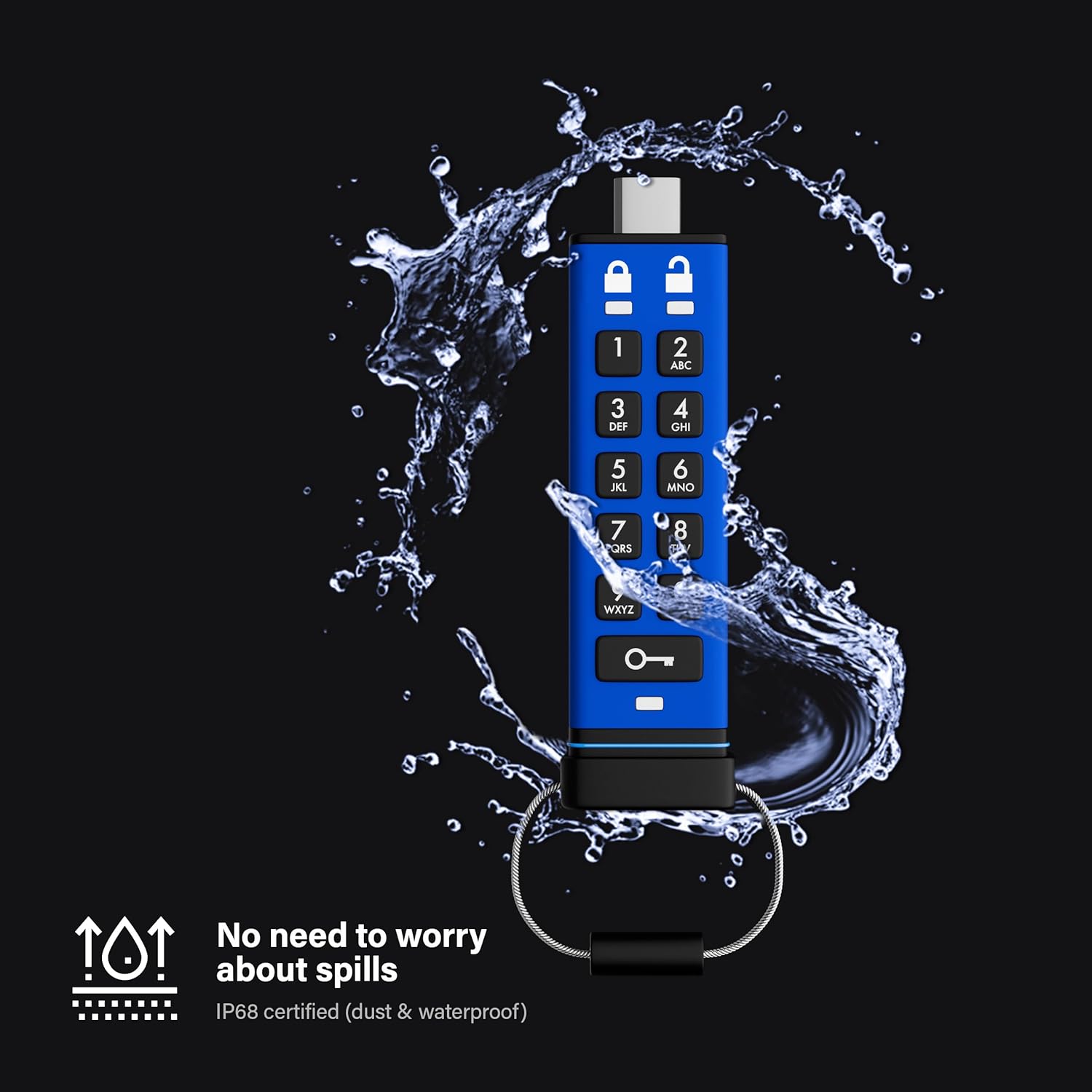 iStorage datAshur PRO+C 32GB | Secure USB Type-C Memory Stick | FIPS 140-3 Level 3 Pending | PIN Protected | Type C-A Adapter Included.